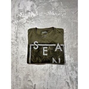 Sean John Mens Graphic T Shirt Olive Green Size Large Short Sleeve Crew Neck